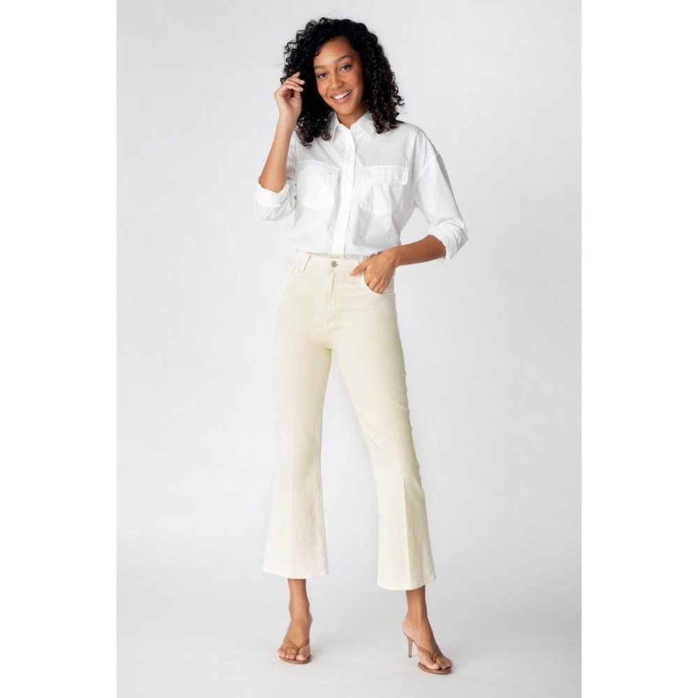 J Brand Julia High Rise Flare Jeans Amaya Cream‎ Cropped 29
